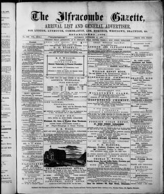 cover page of Ilfracombe Gazette published on November 17, 1877