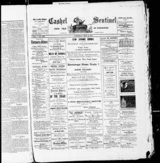cover page of Cashel Sentinel published on May 4, 1889