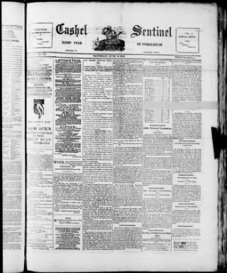 cover page of Cashel Sentinel published on June 18, 1892