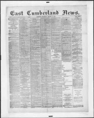 cover page of East Cumberland News published on March 9, 1901