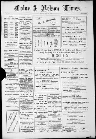 cover page of Colne & Nelson Times published on June 18, 1897