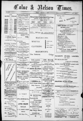 cover page of Colne & Nelson Times published on November 5, 1897