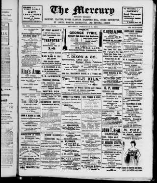cover page of Hackney Mercury published on February 2, 1907