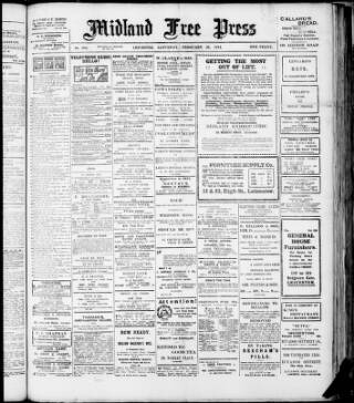 cover page of Midland Free Press published on February 28, 1914