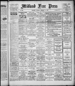 cover page of Midland Free Press published on February 6, 1915