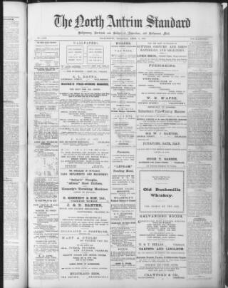 cover page of North Antrim Standard published on April 1, 1915