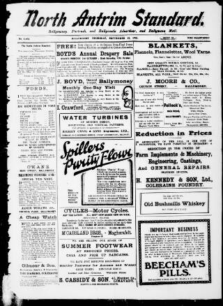 cover page of North Antrim Standard published on September 15, 1921