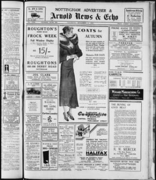 cover page of Nottingham Advertiser published on November 2, 1935