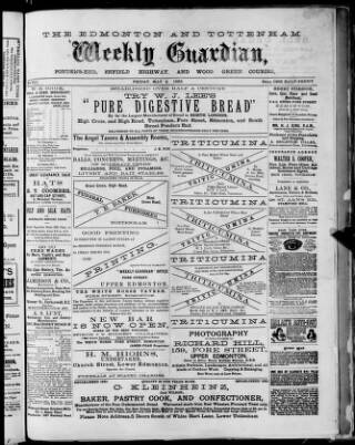 cover page of Edmonton and Tottenham Weekly Guardian published on May 4, 1888