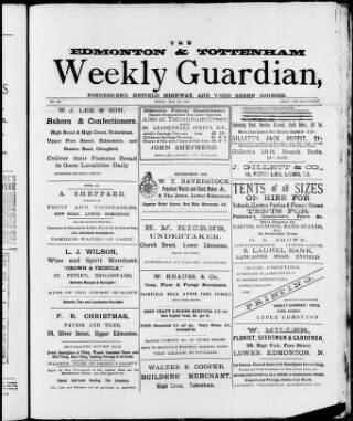 cover page of Edmonton and Tottenham Weekly Guardian published on March 19, 1897