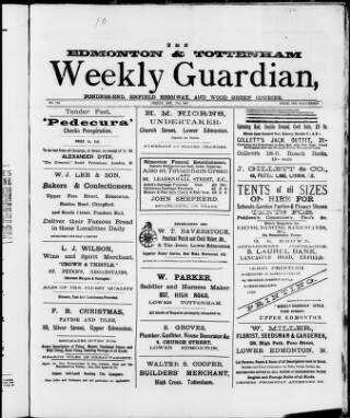 cover page of Edmonton and Tottenham Weekly Guardian published on September 17, 1897