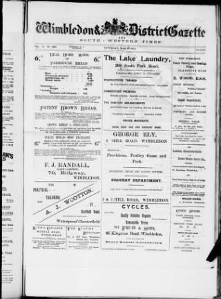 cover page of Wimbledon and District Gazette and South-Western Times published on March 19, 1904