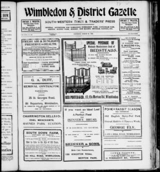cover page of Wimbledon and District Gazette and South-Western Times published on March 19, 1910