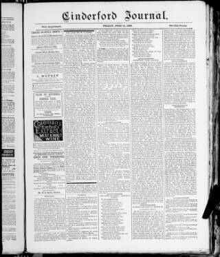 cover page of Cinderford Journal published on June 21, 1889