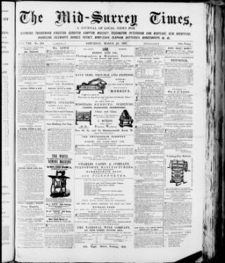 cover page of Mid-Surrey Times published on March 19, 1881