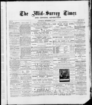 cover page of Mid-Surrey Times published on September 17, 1887