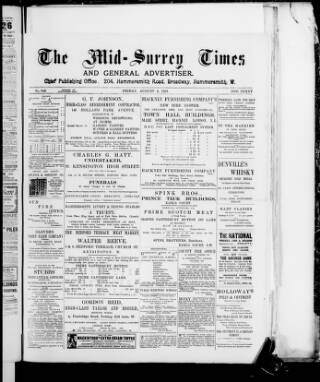 cover page of Mid-Surrey Times published on August 2, 1901