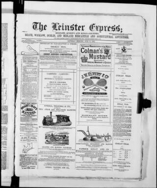 cover page of Leinster Express published on June 18, 1881
