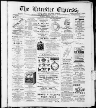 cover page of Leinster Express published on March 19, 1892