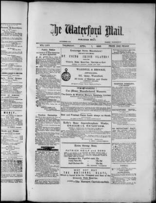 cover page of Waterford Mail published on April 1, 1886