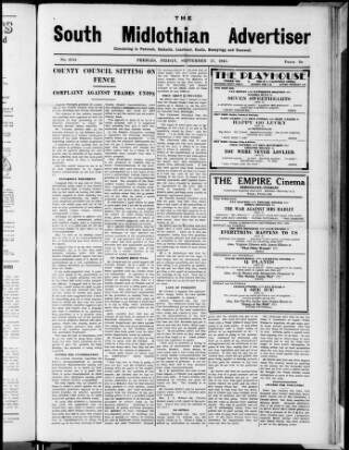 cover page of Peeblesshire Monthly Advertiser and Tweedside Journal published on September 17, 1943