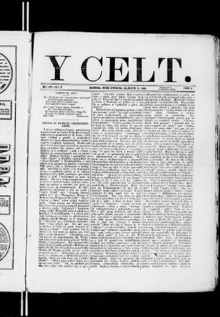 cover page of Y Celt published on March 28, 1884