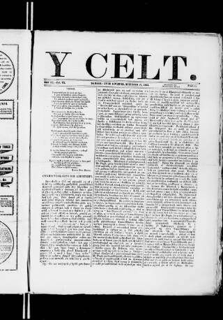 cover page of Y Celt published on June 27, 1884