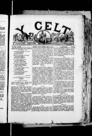 cover page of Y Celt published on May 15, 1891