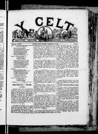 cover page of Y Celt published on November 13, 1891