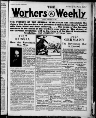 cover page of Workers' Weekly published on November 2, 1923
