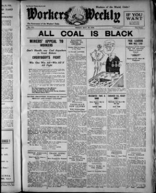 cover page of Workers' Weekly published on May 28, 1926