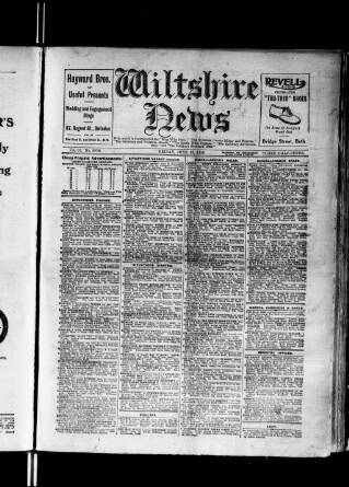 cover page of Wiltshire News published on June 18, 1920