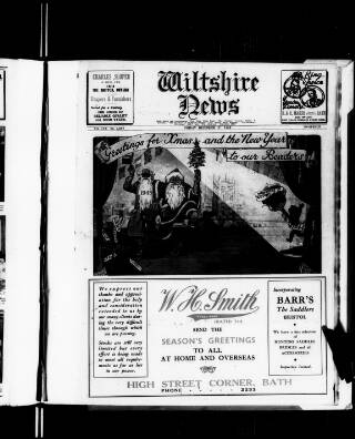 cover page of Wiltshire News published on December 17, 1943