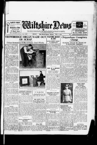 cover page of Wiltshire News published on May 4, 1945