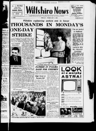 cover page of Wiltshire News published on February 2, 1962