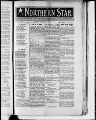 cover page of Northern Star (Belfast) published on March 19, 1898