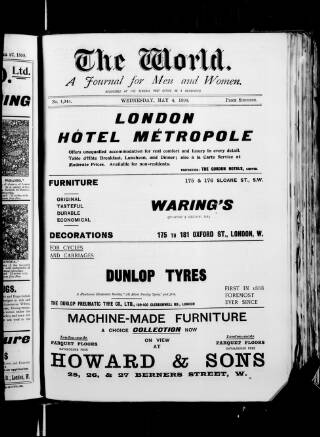 cover page of The World published on May 4, 1898