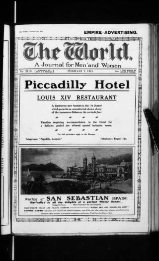 cover page of The World published on February 2, 1915