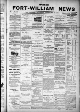 cover page of Fort-William News published on February 2, 1899