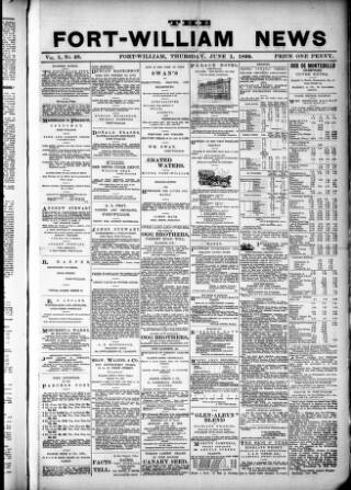 cover page of Fort-William News published on June 1, 1899