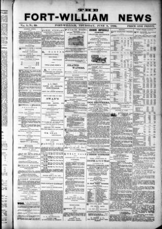 cover page of Fort-William News published on June 8, 1899