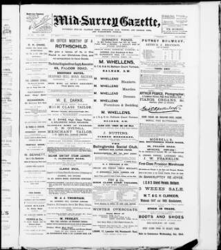 cover page of Mid-Surrey Gazette published on November 2, 1889
