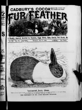 cover page of Fur and Feather published on May 4, 1893