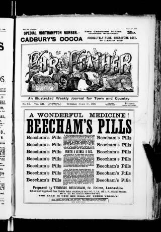 cover page of Fur and Feather published on March 19, 1896