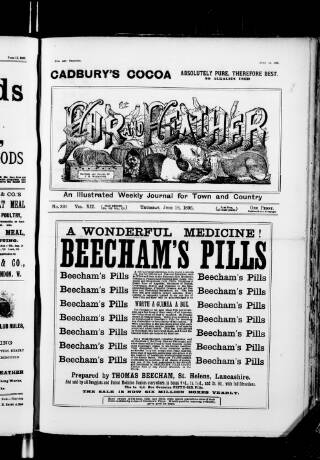 cover page of Fur and Feather published on June 18, 1896