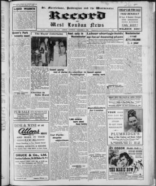 cover page of St. Marylebone and Paddington Record published on November 2, 1946
