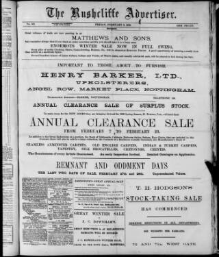cover page of Rushcliffe Advertiser published on February 2, 1900