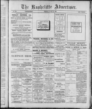 cover page of Rushcliffe Advertiser published on June 26, 1908