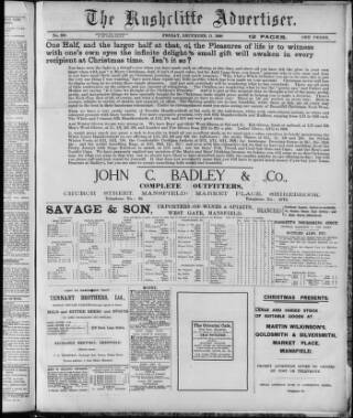 cover page of Rushcliffe Advertiser published on December 11, 1908