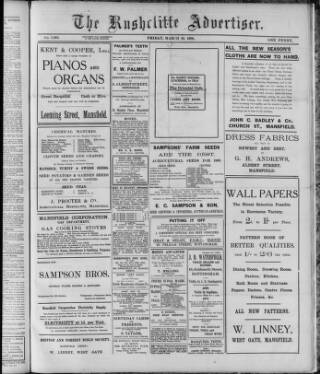 cover page of Rushcliffe Advertiser published on March 19, 1909